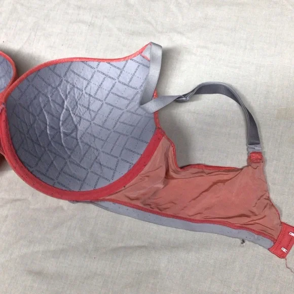 Victoria's Secret Coral Bra with Gray Straps perfect shape bra - Picture 3 of 8